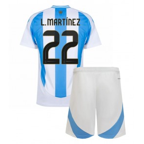 Argentina Lautaro Martinez #22 Dětské Domácí dres komplet Copa America 2024 Krátký Rukáv (+ trenýrky)